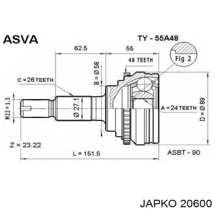 Купить 20600 Japko Автомобильный фильтр воздуха