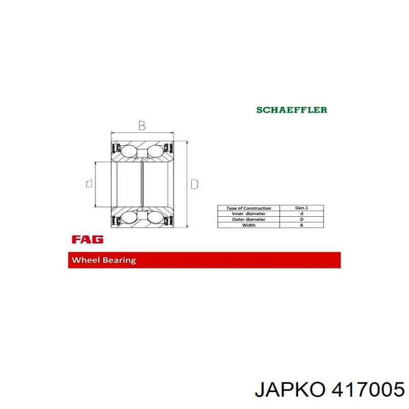 Купить 417005 Japko Подшипник передней ступицы