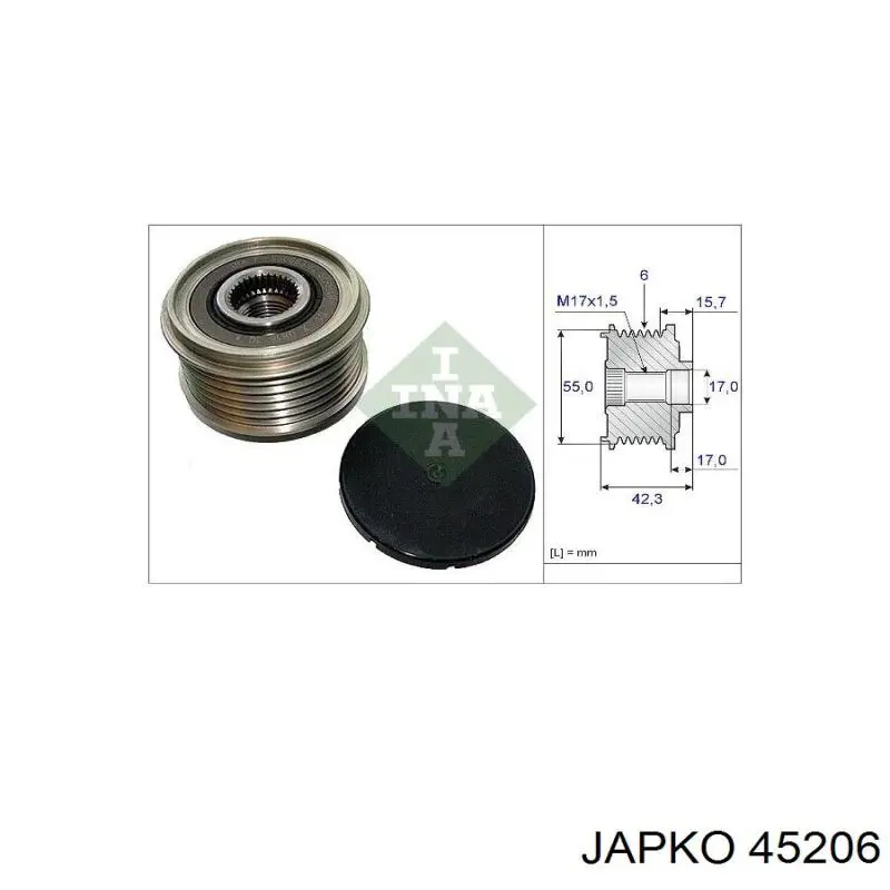 Ролик ремня ГРМ, паразитный Japko 45206