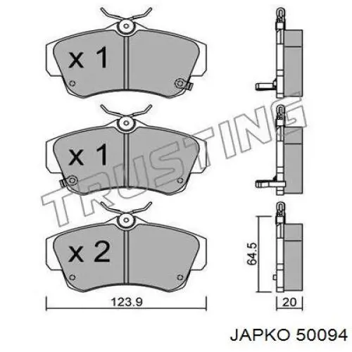 Передние тормозные колодки 50094 Japko