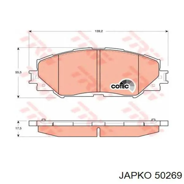 Передние тормозные колодки 50269 Japko
