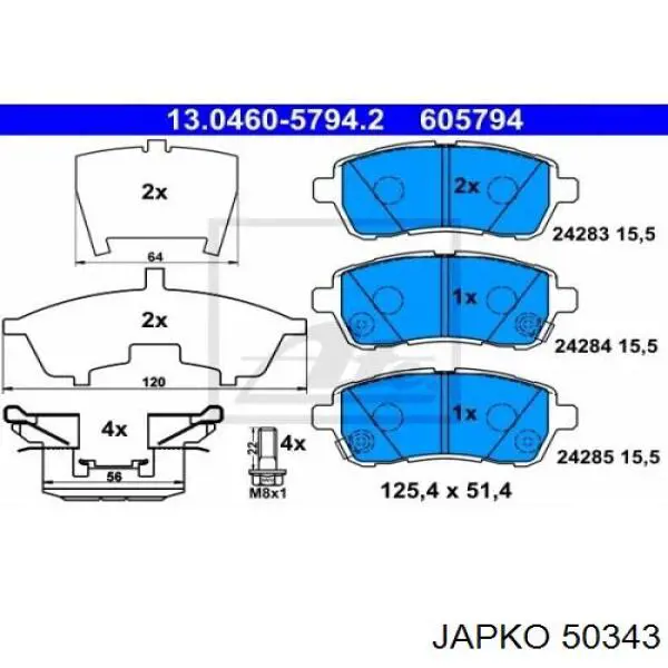 Купить 50343 Japko Колодки тормозные