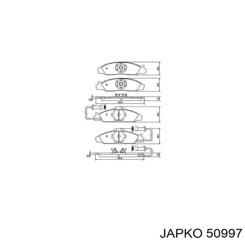 Передние тормозные колодки 50997 Japko