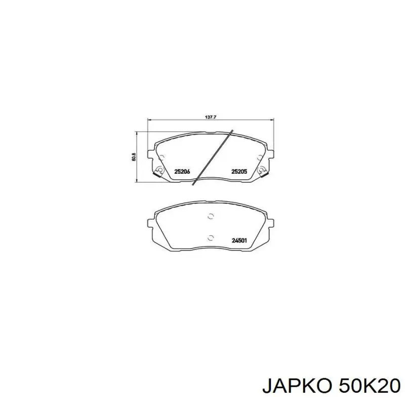 Передние тормозные колодки 50K20 Japko