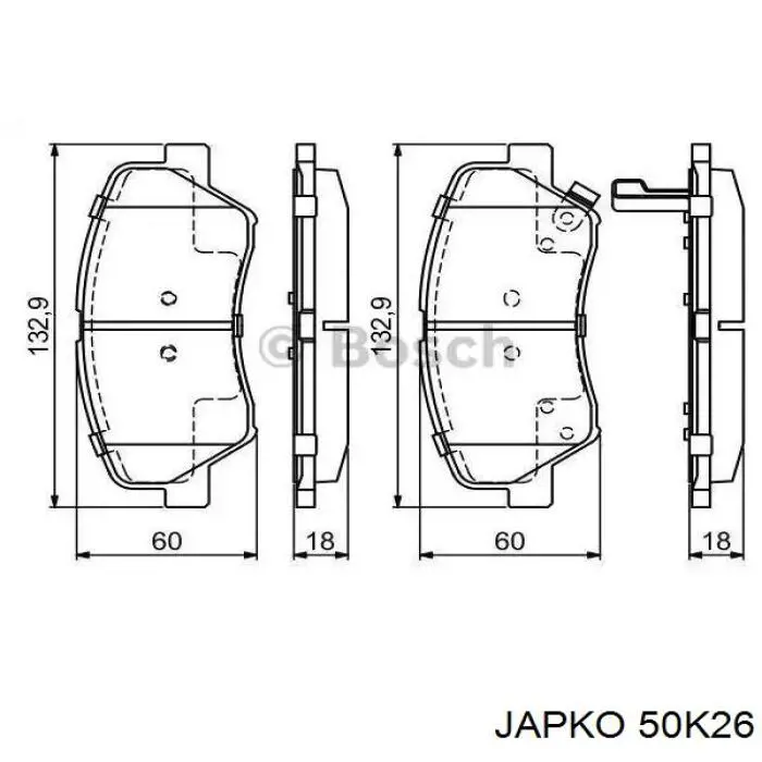 Передние тормозные колодки 50K26 Japko