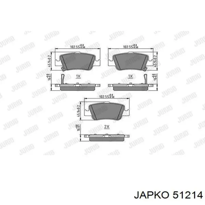 Купить 51214 Japko Колодки тормозные задние, дисковые