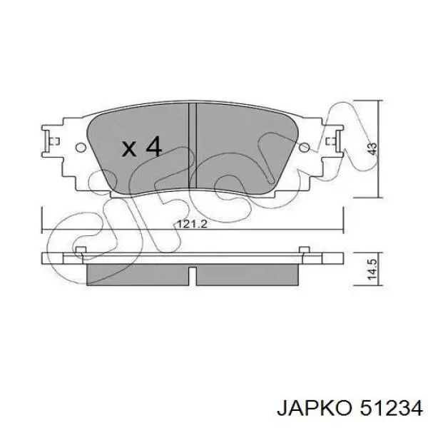 51234 Japko sapatas do freio traseiras de disco