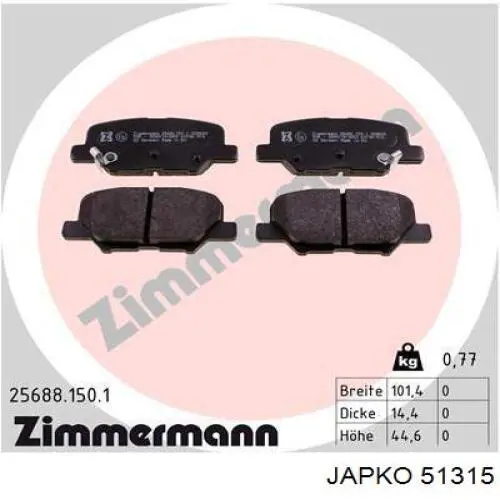 Купить 51315 Japko Колодки тормозные задние, дисковые
