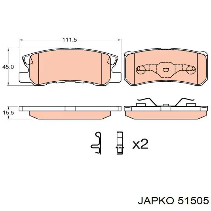 Задние тормозные колодки 51505 Japko