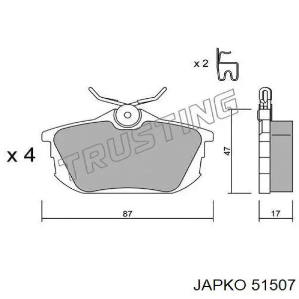 Задние дисковые колодки Japko 51507