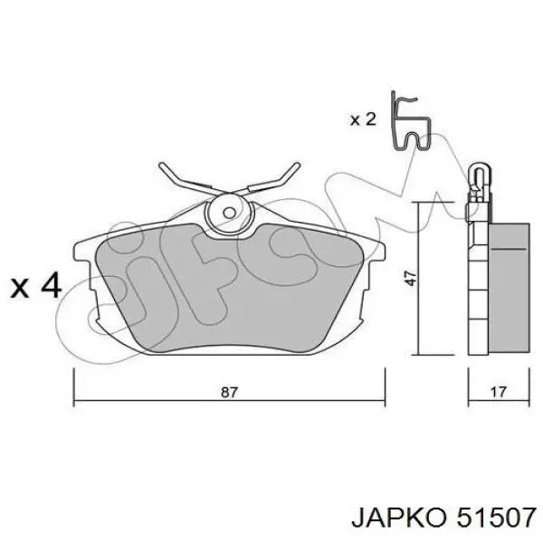 Купить 51507 Japko Колодки тормозные задние, дисковые