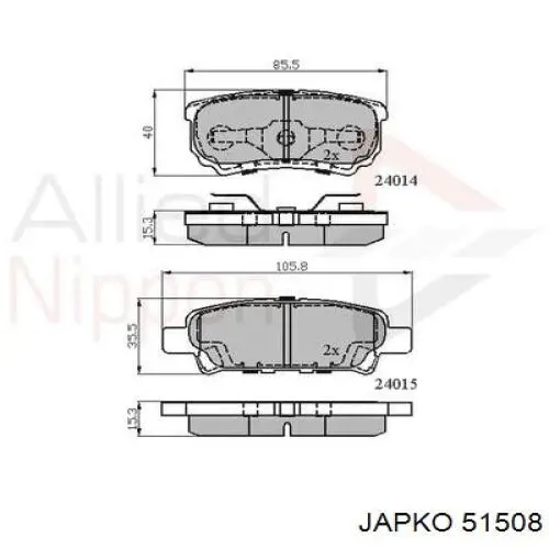 Колодки дисковые  Japko 51508 цена, от 17.00 USD