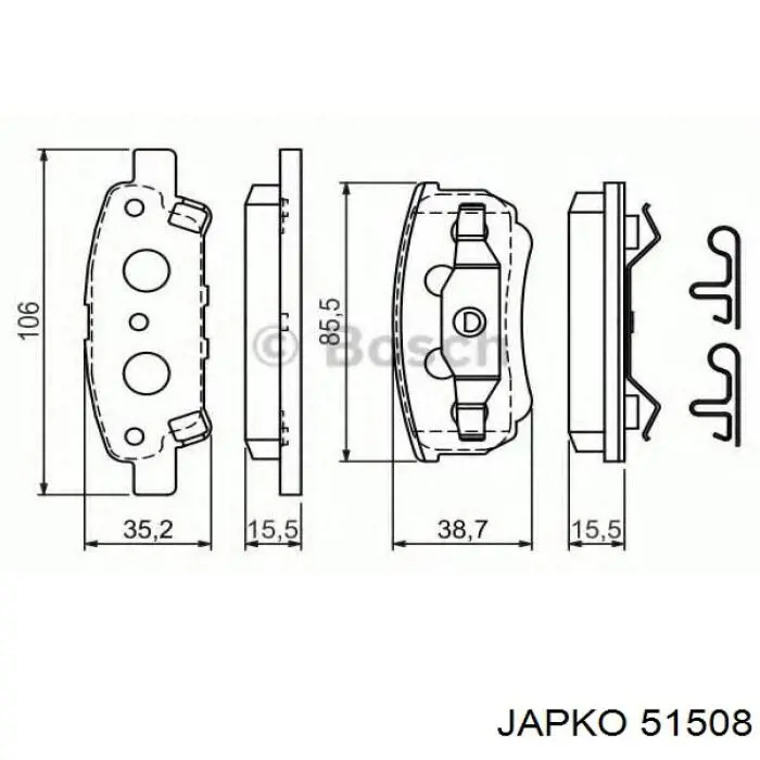 Купить 51508 Japko Колодки тормозные задние, дисковые