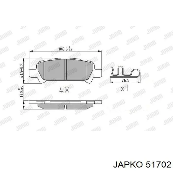 Колодки дисковые  Japko 51702 цена, от 11.64 USD