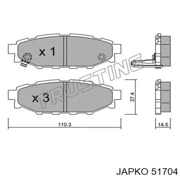 Колодки дисковые  Japko 51704 цена, от 15.55 USD