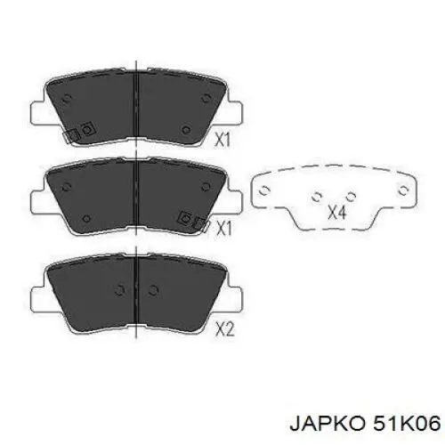 Задние тормозные колодки 51K06 Japko