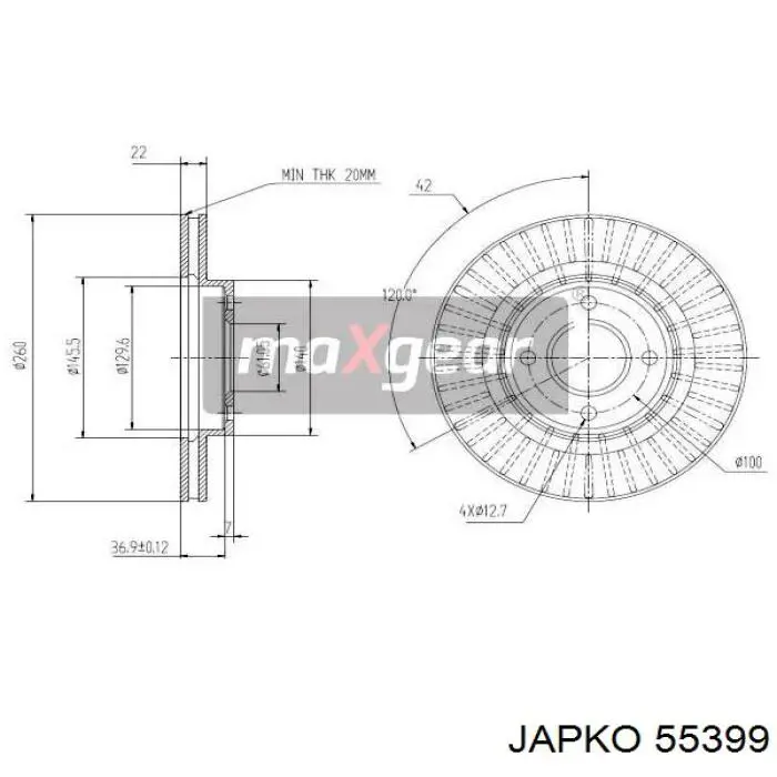 Купить 55399 Japko Задние барабанные тормозные колодки