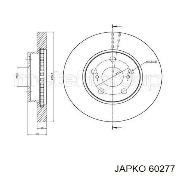 Тормоз дисковый передний Japko 60277 цена, от 31.71 USD