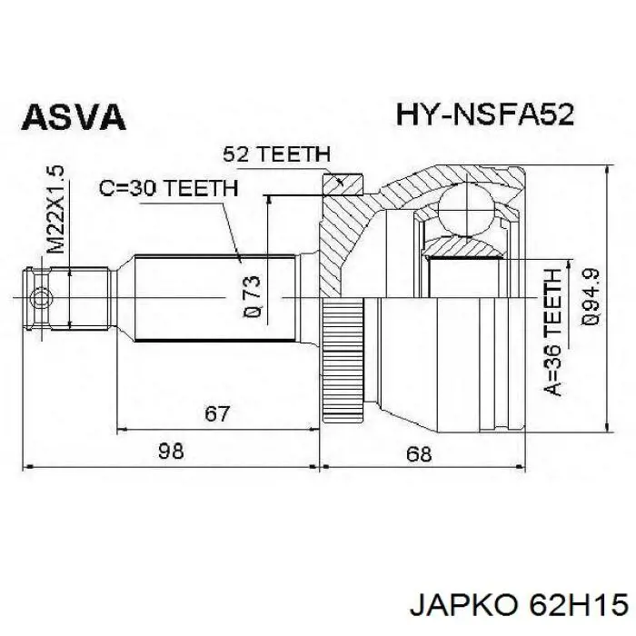 Граната колесная Japko 62H15 цена, от 34.75 USD