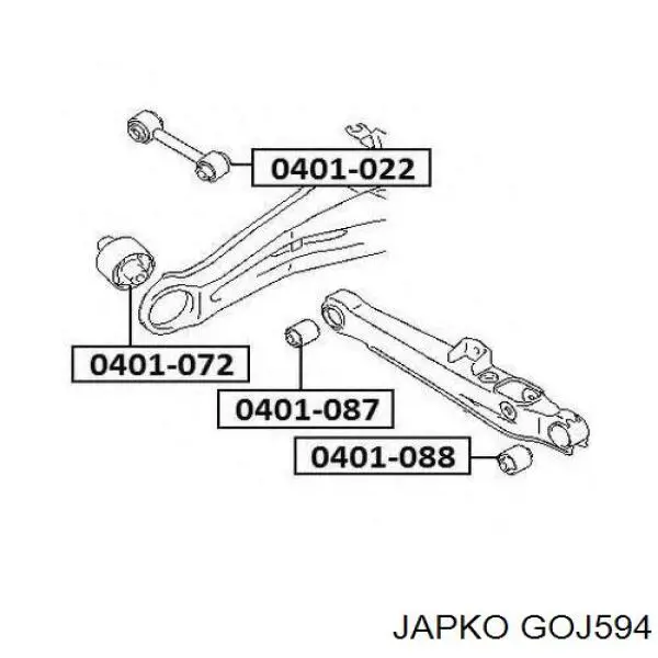 Сайлентблок заднего продольного нижнего рычага GOJ594 Japko