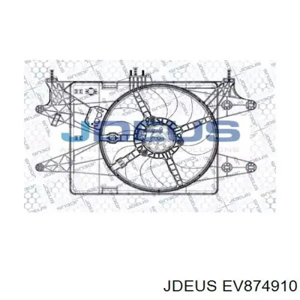 Диффузор вентилятора в сборе с мотором и крыльчаткой EV874910 Jdeus