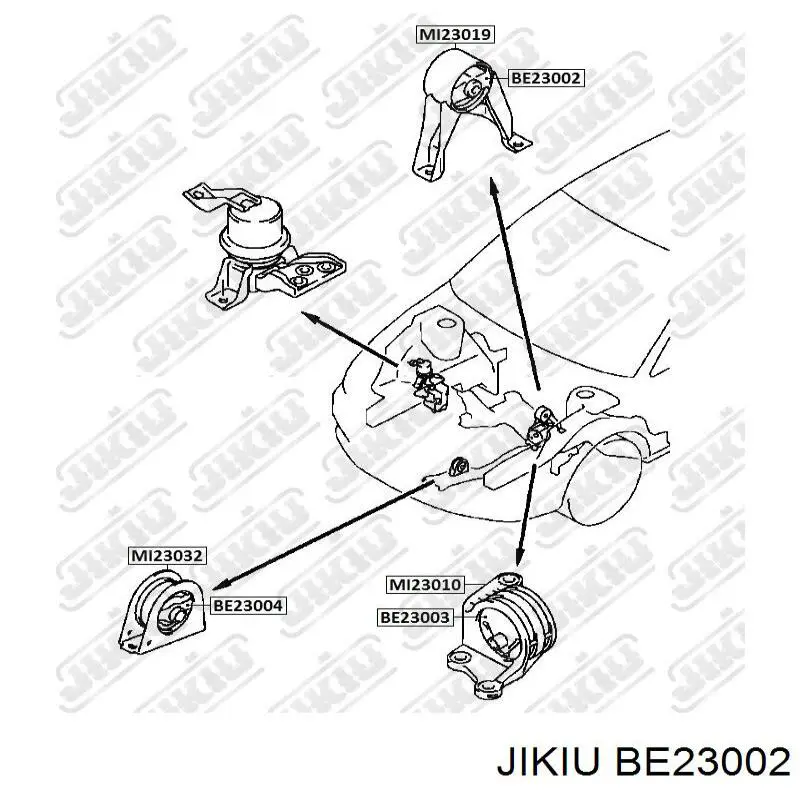 BE23002 Jikiu подушка (опора двигателя задняя (сайлентблок))