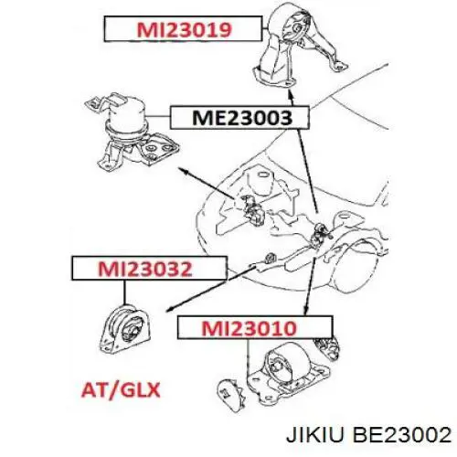 Купить BE23002 Jikiu Задняя подушка двигателя