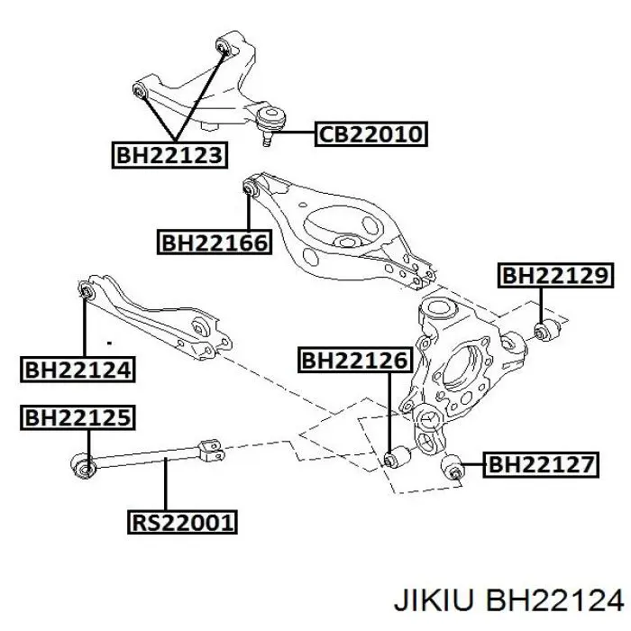 Сайлентблок заднего поперечного рычага внутренний BH22124 Jikiu