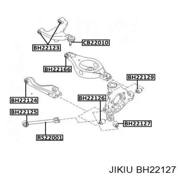 Сайлентблок амортизатора заднего BH22127 Jikiu