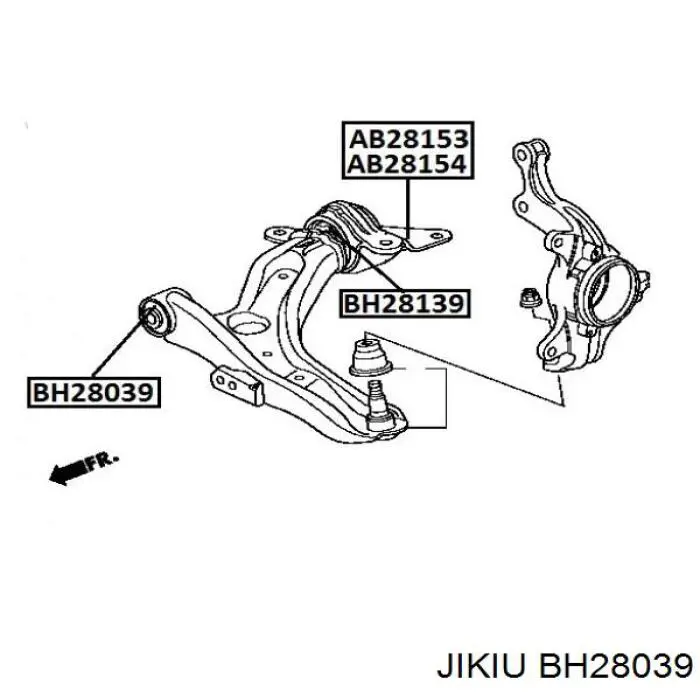 Сайлентблок переднего нижнего рычага BH28039 Jikiu