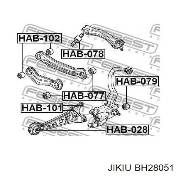 Сайлентблок заднего продольного рычага передний BH28051 Jikiu