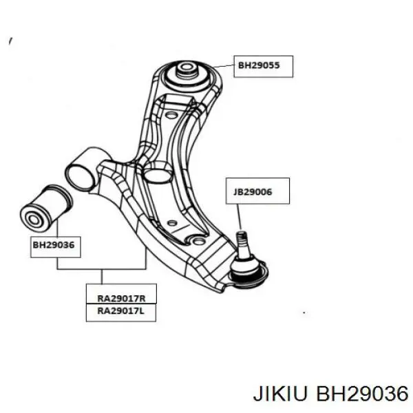 BH29036 Jikiu сайлентблок переднего нижнего рычага