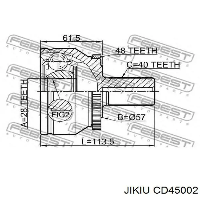 Пыльник шарнира угловых скоростей внутренний передний Jikiu CD45002 цена, от 53.51 USD