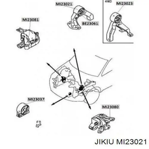 MI23021 Jikiu подушка (опора двигателя задняя)