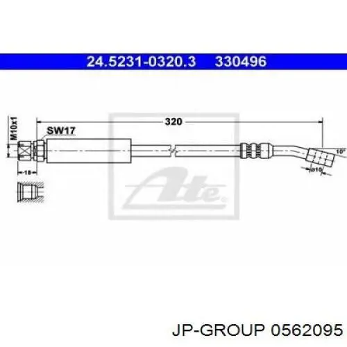 Шланг тормозной передний 0562095 JP Group