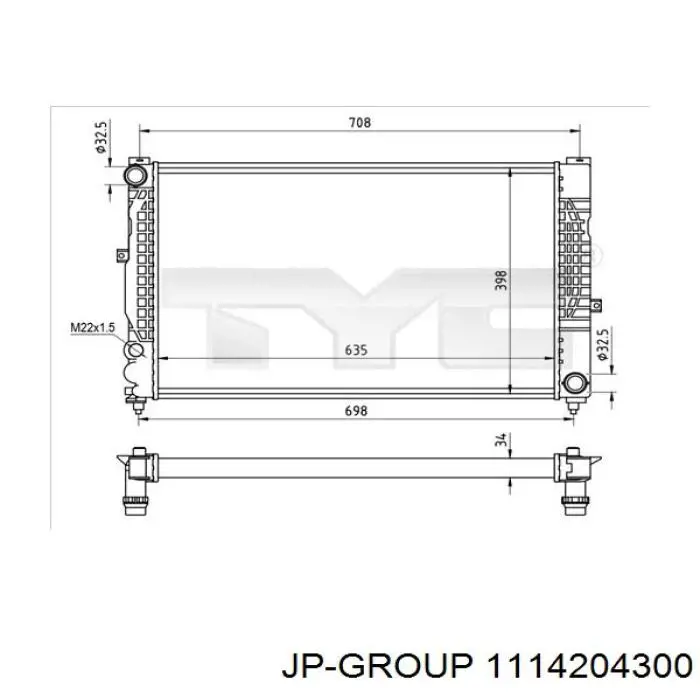 Радиатор 1114204300 JP Group