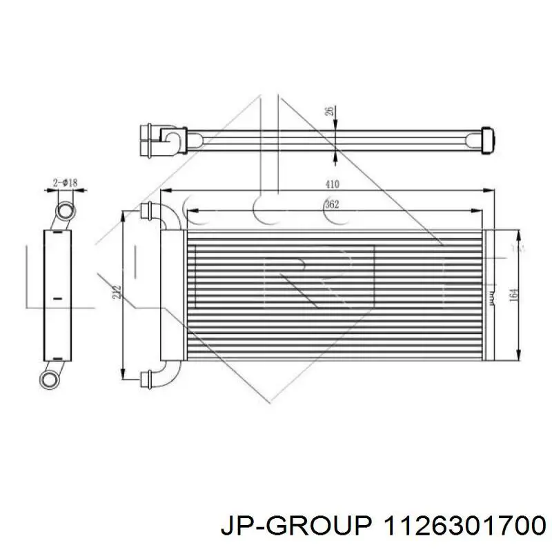 Радиатор печки (отопителя) JP Group 1126301700 цена, от 53.88 USD