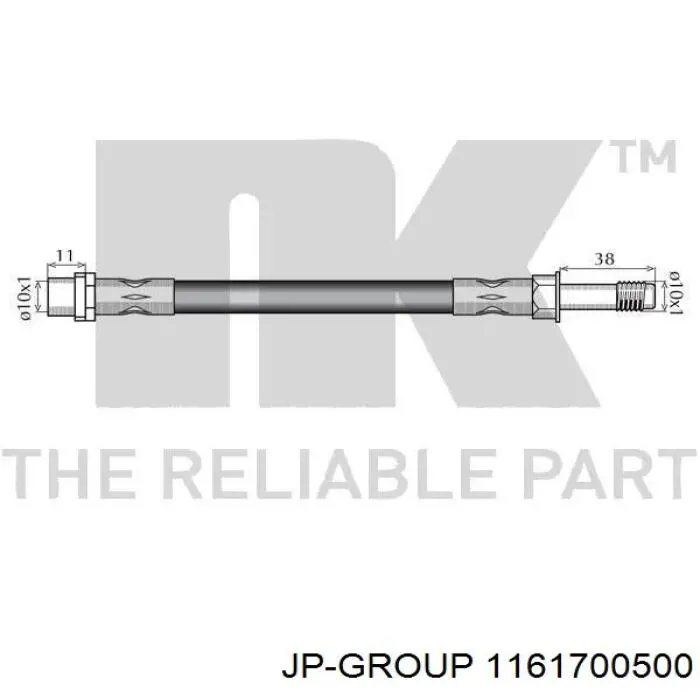 Шланг тормозной передний JP Group 1161700500 цена, от 4.80 USD
