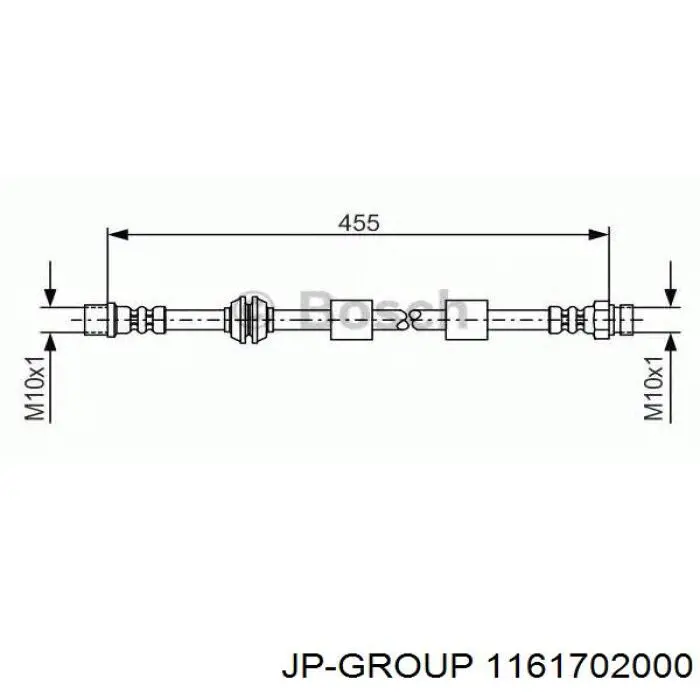 Купить 1161702000 JP Group Задний тормозной шланг
