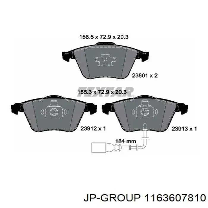 Купить 1163607810 JP Group Колодки тормозные
