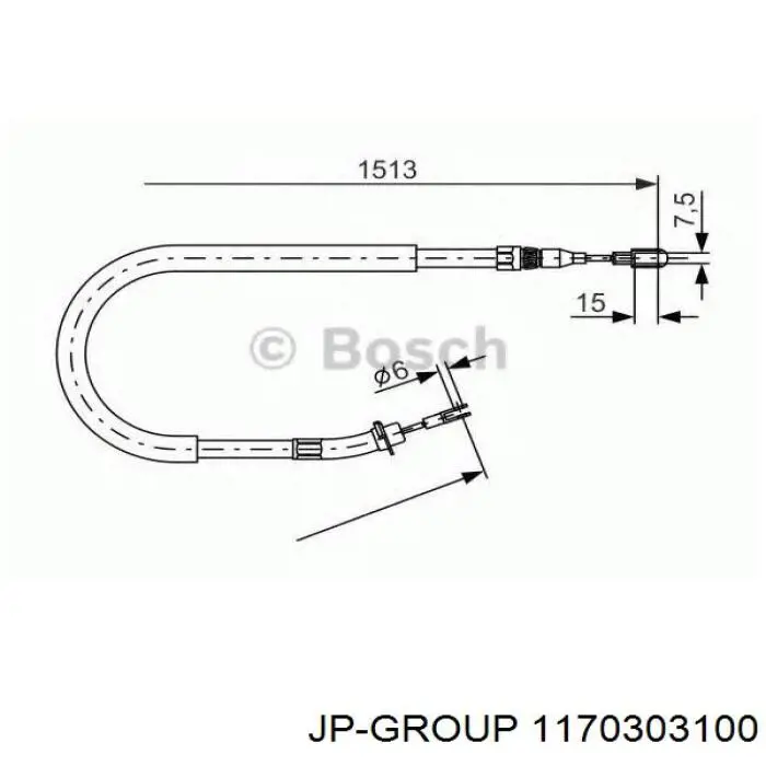 Задний трос ручника 1170303100 JP Group