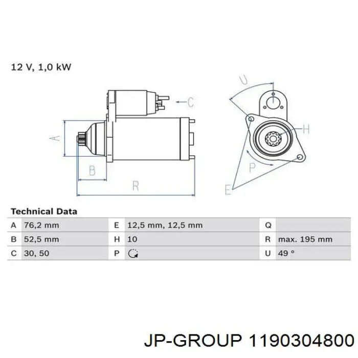 1190304800 JP Group Стартер автомобиля