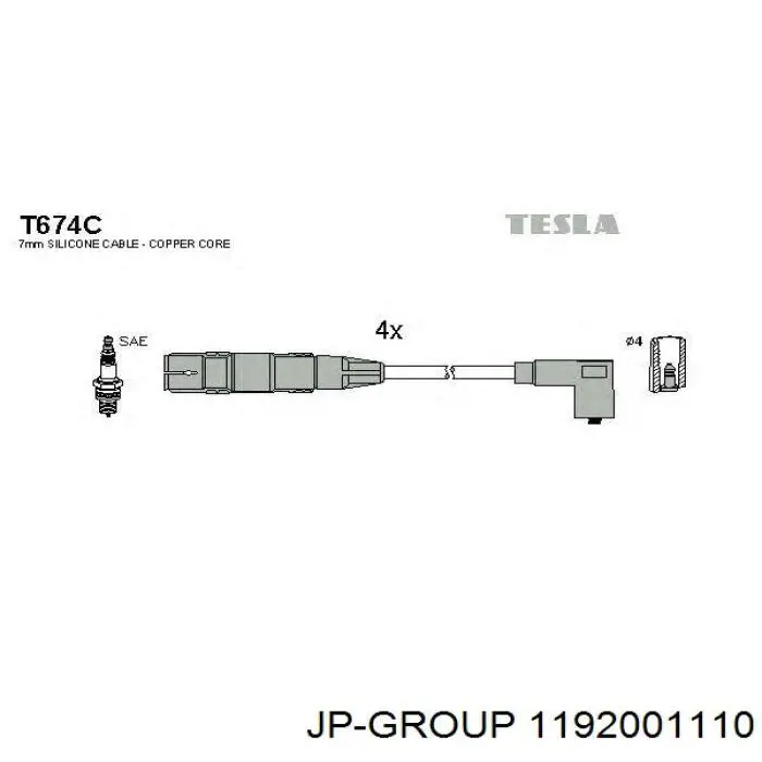 Juego de cables de encendido 1192001110 JP Group