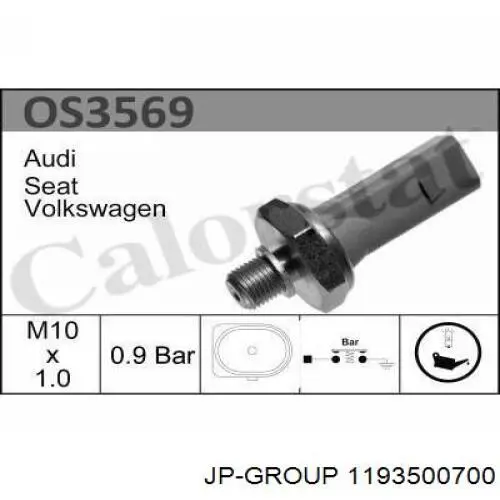 Датчик давления масла 1193500700 JP Group
