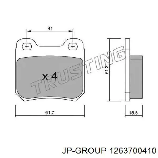Колодки дисковые  JP Group 1263700410 цена, от 8.91 USD