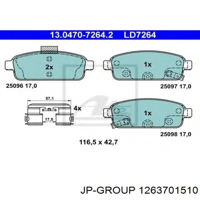 Купить 1263701510 JP Group Колодки тормозные задние, дисковые
