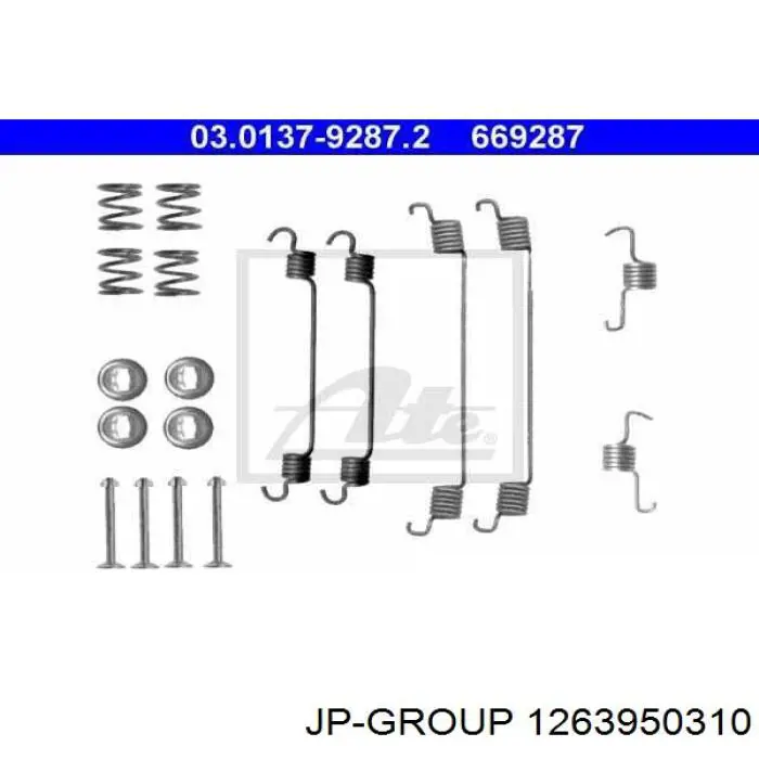 Kit de montaje, zapatas de freno traseras 1263950310 JP Group