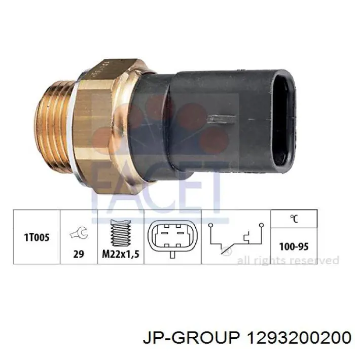 1293200200 JP Group датчик температуры охлаждающей жидкости (включения вентилятора радиатора)