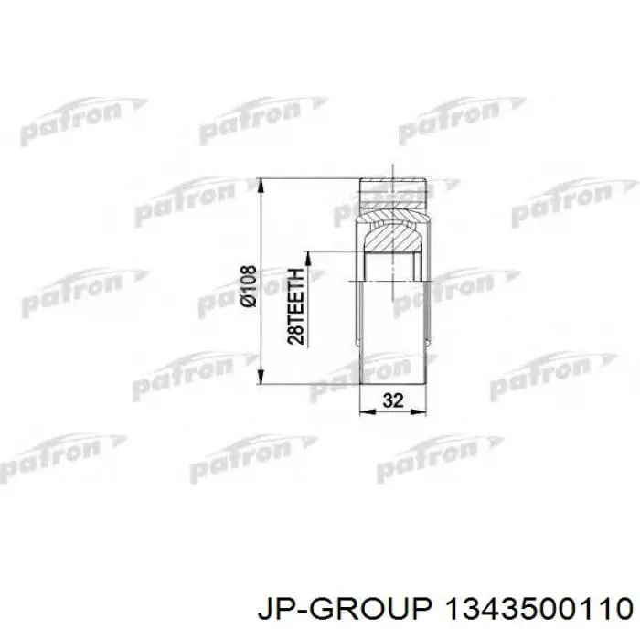 Junta homocinética interior trasera 1343500110 JP Group