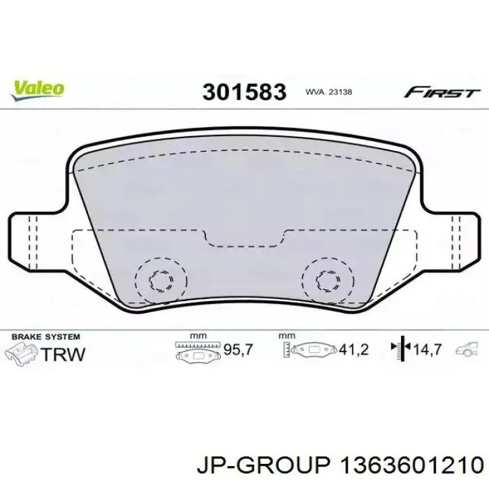 Купить 1363601210 JP Group Колодки тормозные
